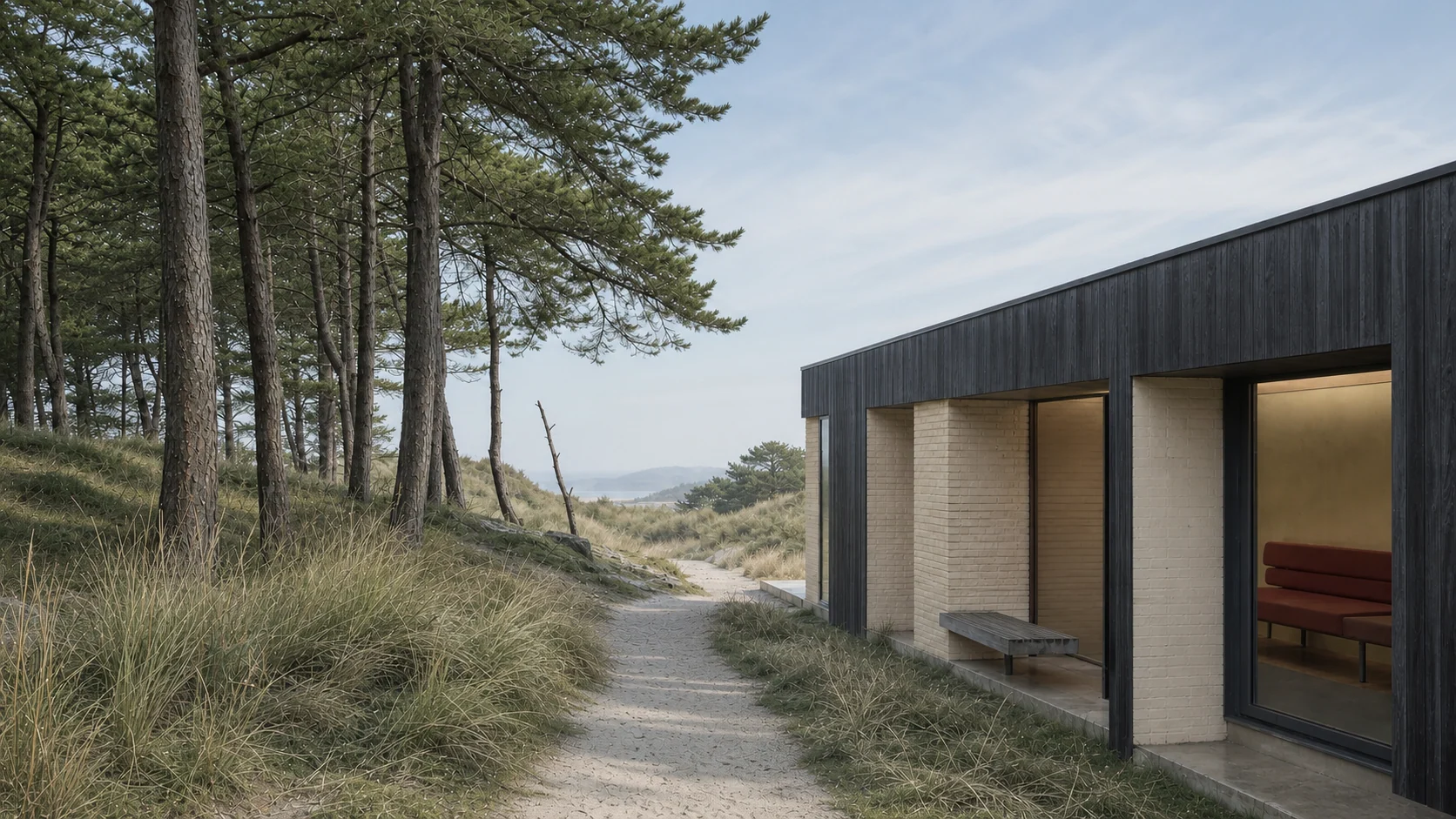 Pavillon contemporain bordé de pins et de dunes au Touquet